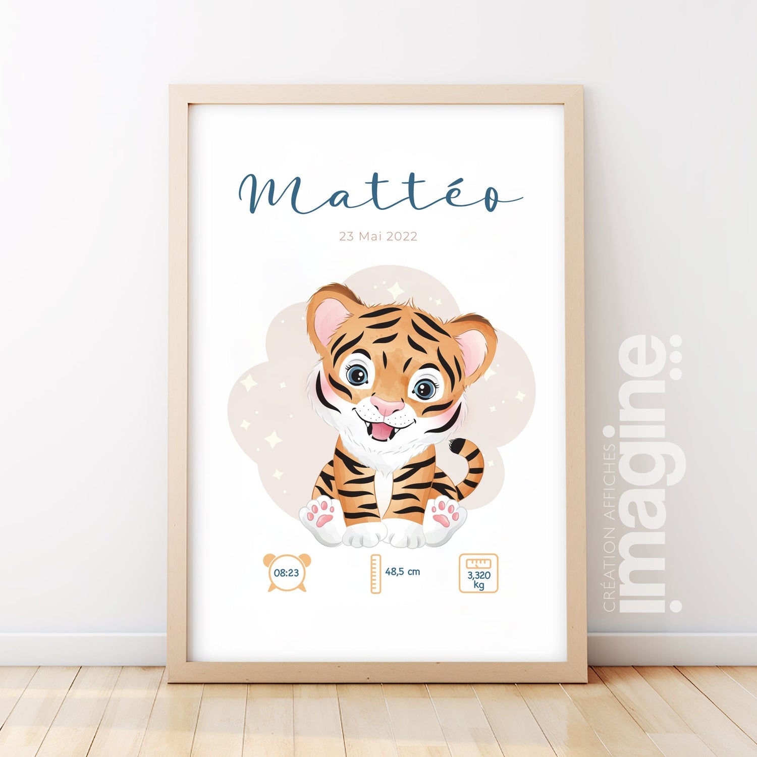Affiche Naissance Personnalisée 'Tigre' - Souvenir Bébé