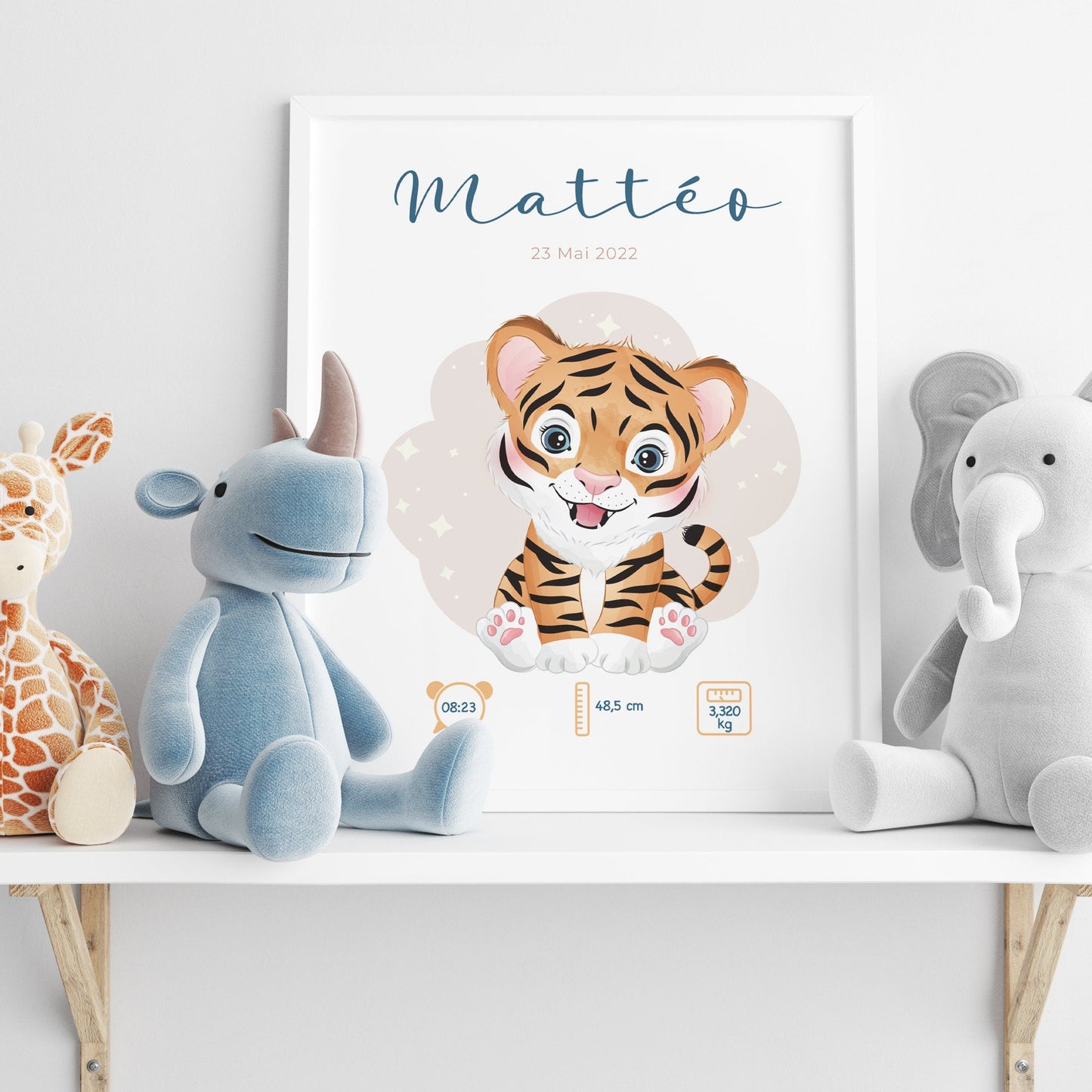 Affiche Naissance Personnalisée 'Tigre' - Souvenir Bébé