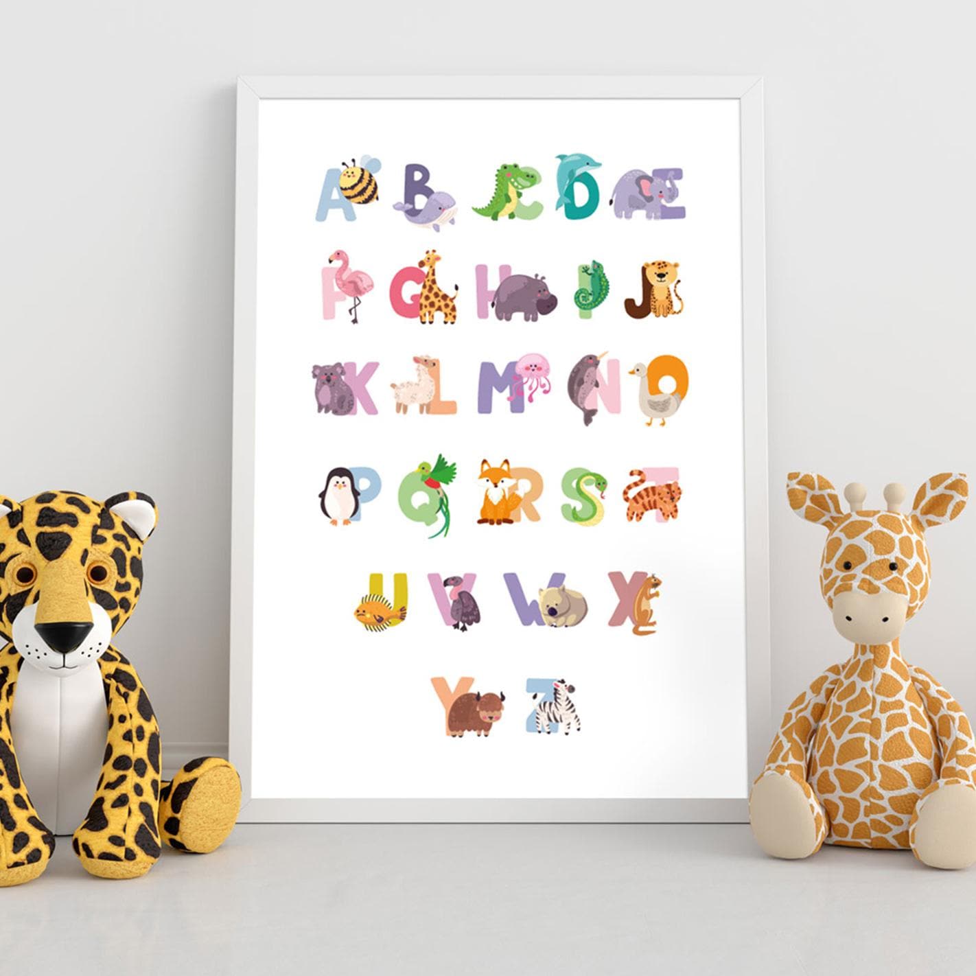 Affiche abécédaire animaux coloré décoration éducative chambre bébé