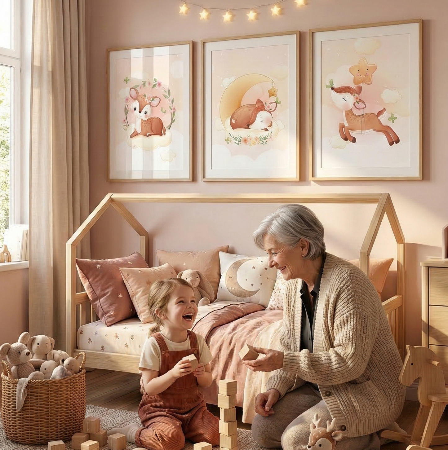 Set 3 Affiches Biche Mignonne - Décoration Chambre Bébé Enfant