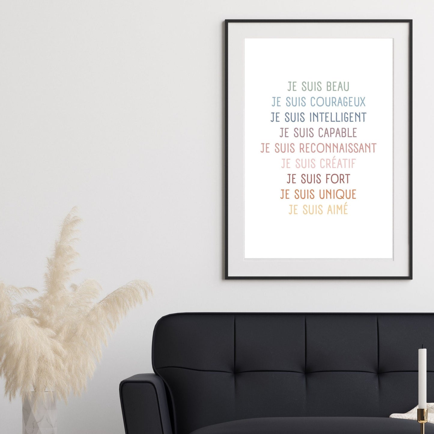 Affiche affirmations positives Je suis fort unique aimé enfant