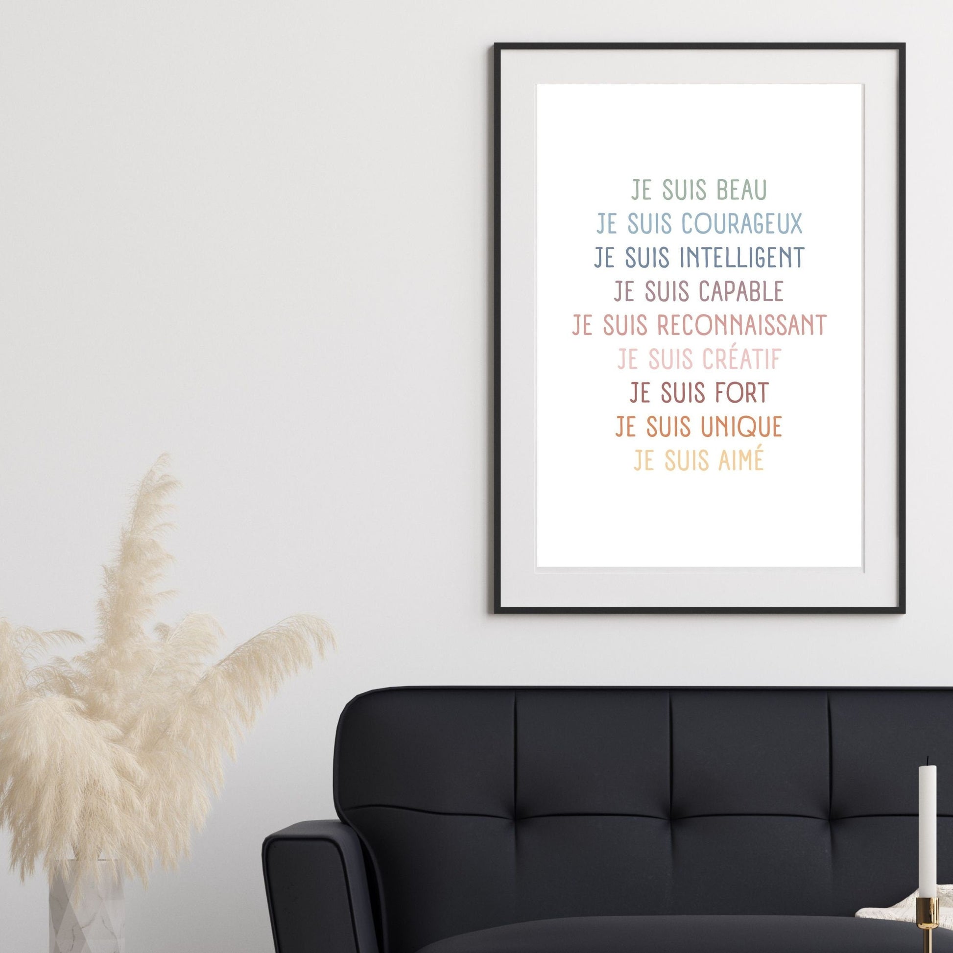 Affiche affirmations positives Je suis fort unique aimé enfant