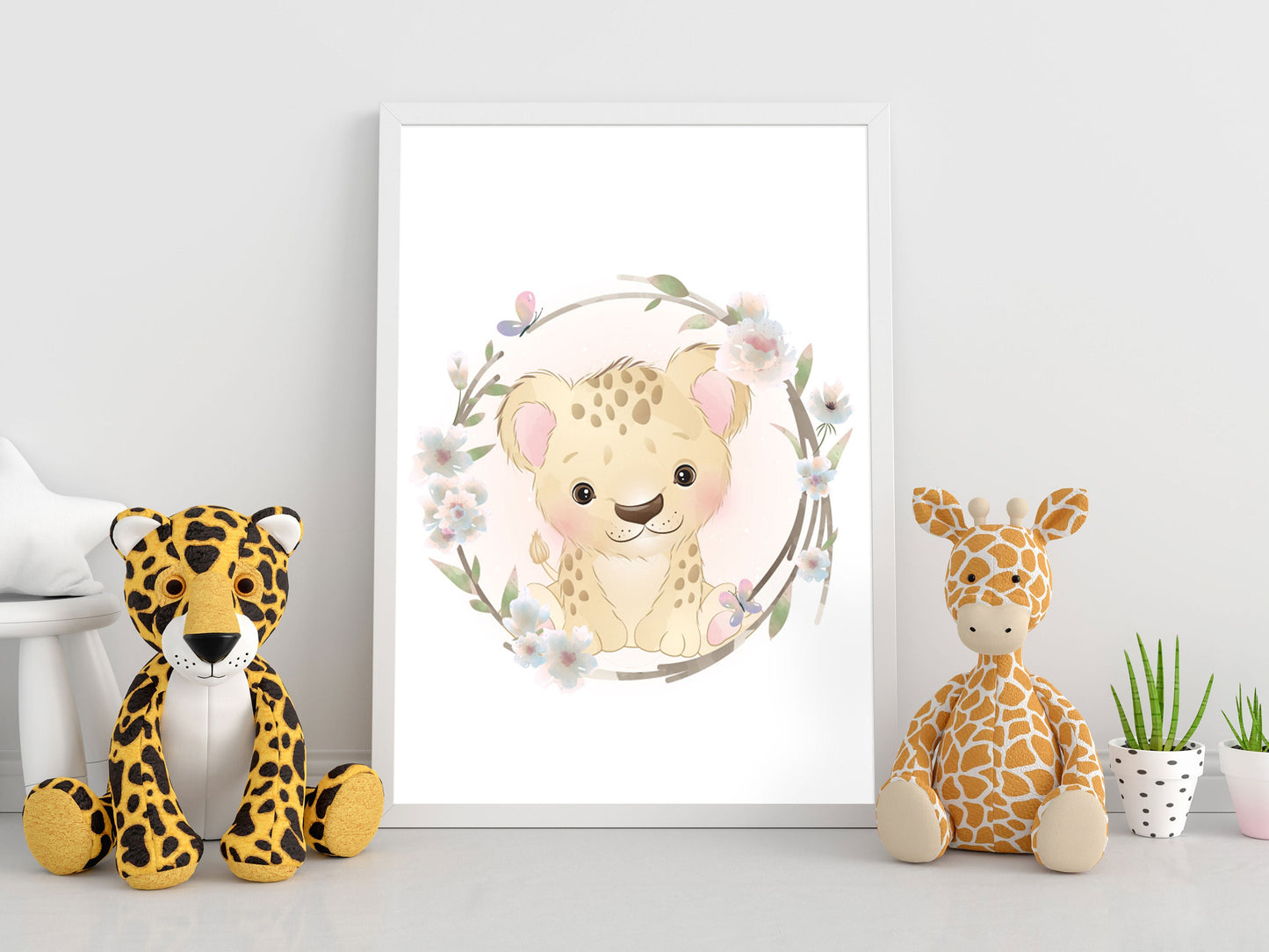 Set de 3 Posters Animaux de la Savane - Éléphant, Léopard, Girafe - affiches enfant animaux mignons