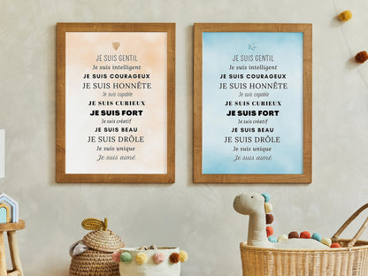 Affiche Motivation avec phrases positives compliment pour garçon bébé enfant la dernière affirmation personnalisable