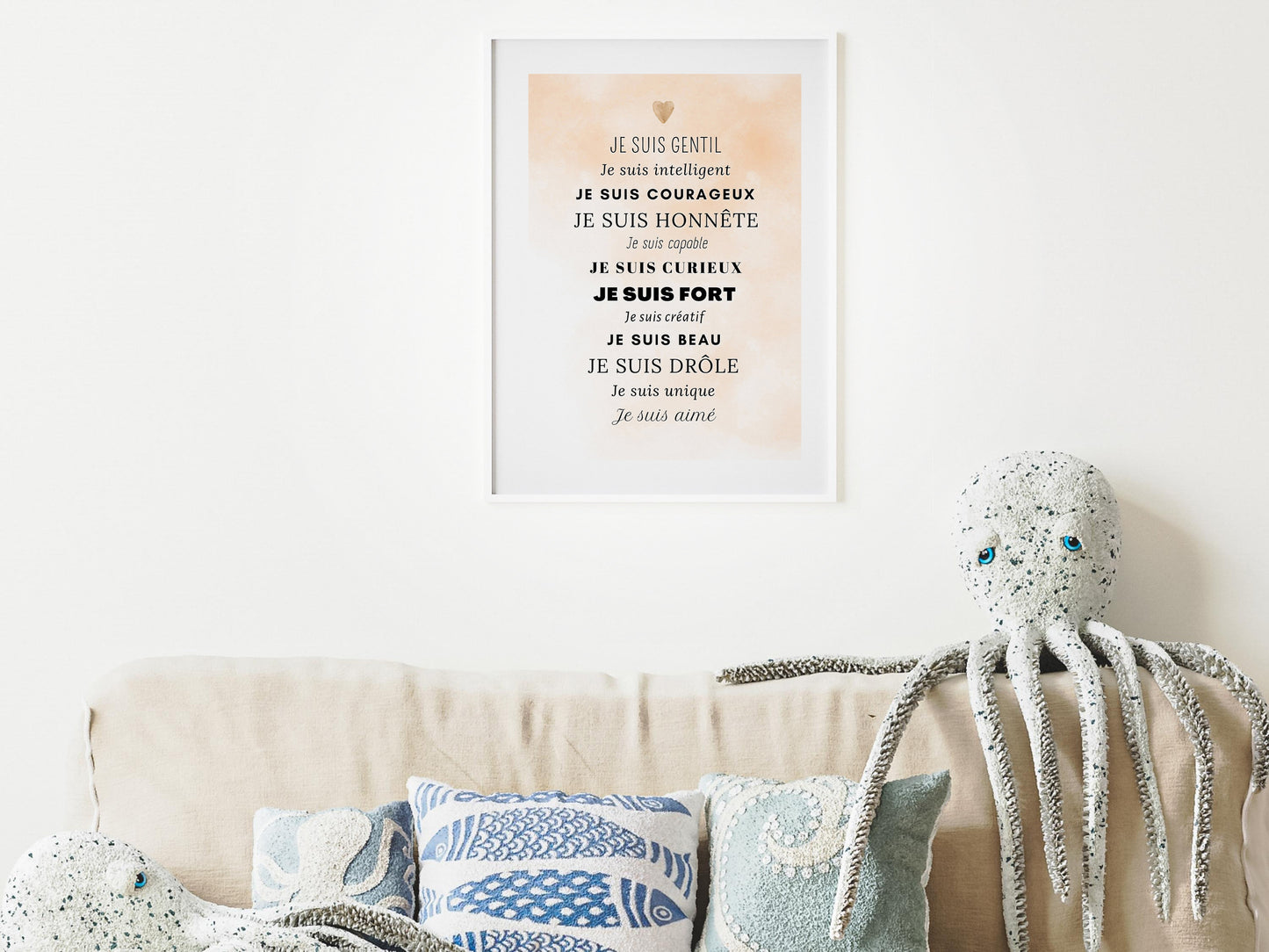Affiche Motivation avec phrases positives compliment pour garçon bébé enfant la dernière affirmation personnalisable