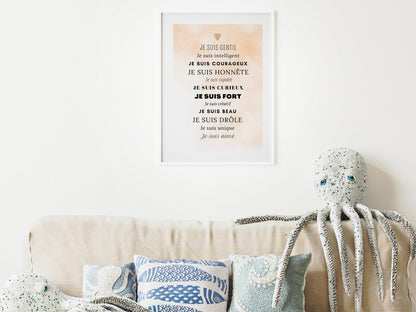 Affiche Motivation avec phrases positives compliment pour garçon bébé enfant la dernière affirmation personnalisable