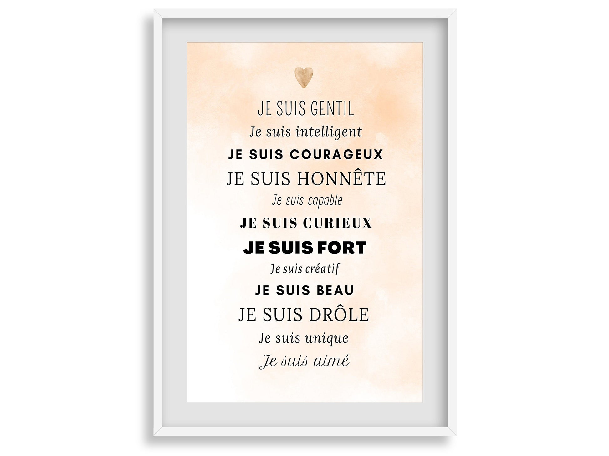 Affiche Motivation avec phrases positives compliment pour garçon bébé enfant la dernière affirmation personnalisable