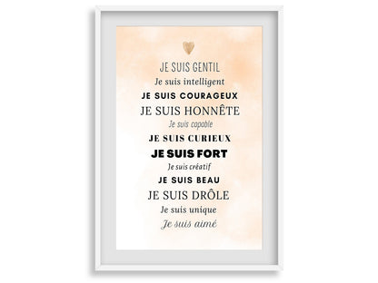Affiche Motivation avec phrases positives compliment pour garçon bébé enfant la dernière affirmation personnalisable