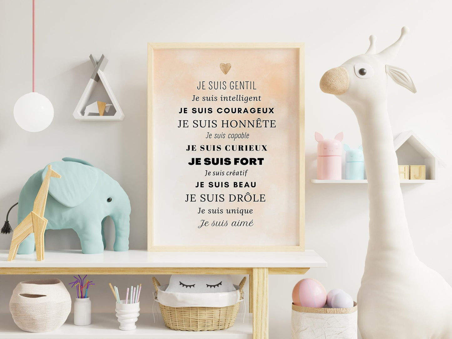 Affiche Motivation avec phrases positives compliment pour garçon bébé enfant la dernière affirmation personnalisable