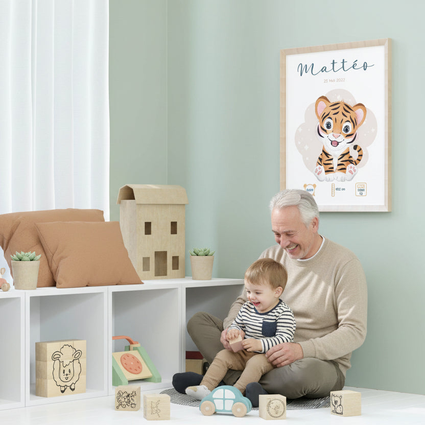 Affiche Naissance Personnalisée 'Tigre' - Souvenir Bébé