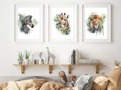 Affiche girafe aquarelle – Poster animalier safari – Décoration murale enfant & maison – Affiche savane imprimée – Cadeau original