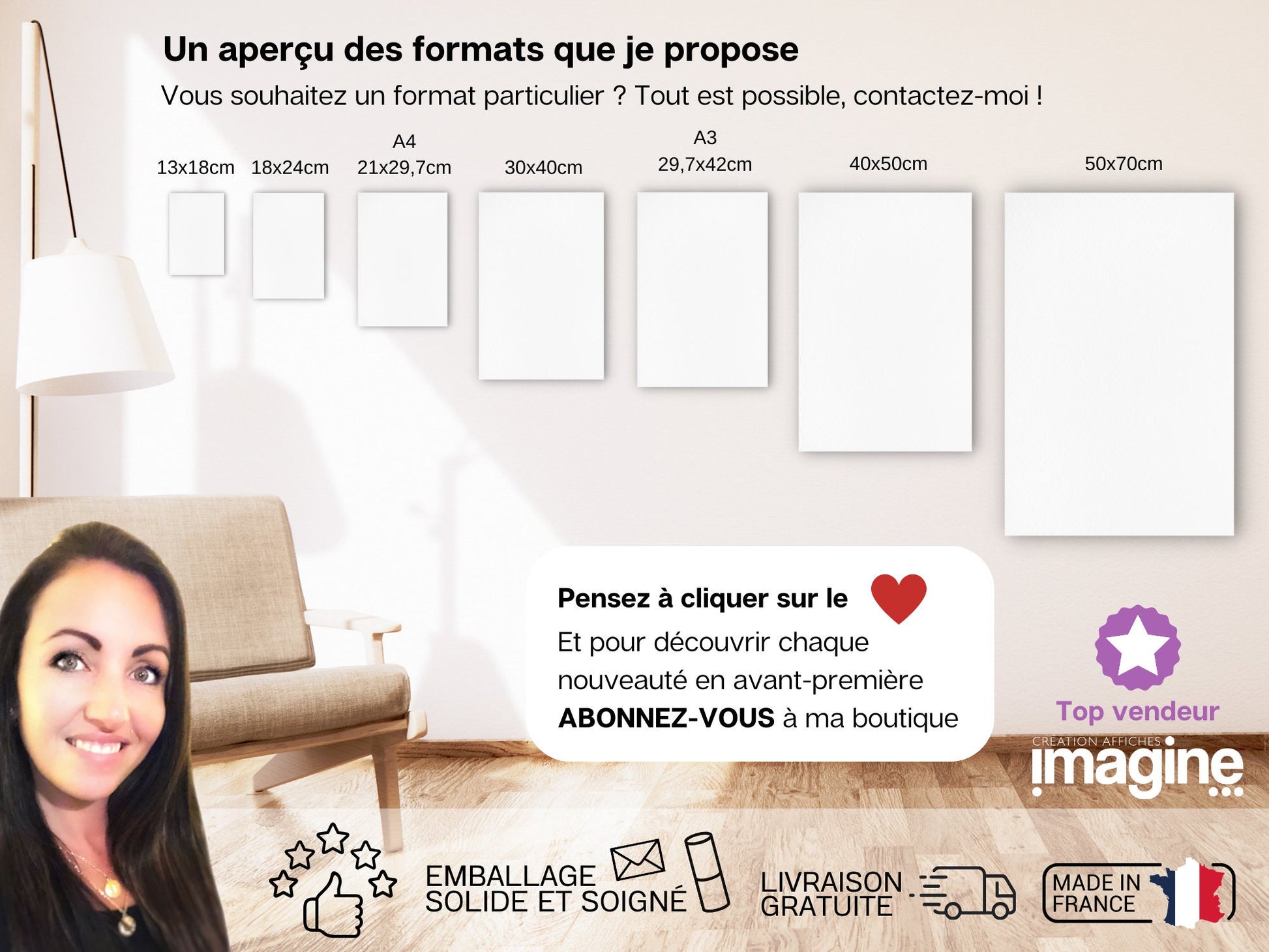Deux affiches "Sirène et hippocampe" pour petite fille avec personnalisation avec prénom de l'enfant
