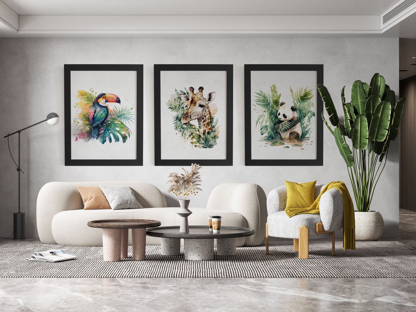 Affiche girafe aquarelle – Poster animalier safari – Décoration murale enfant & maison – Affiche savane imprimée – Cadeau original