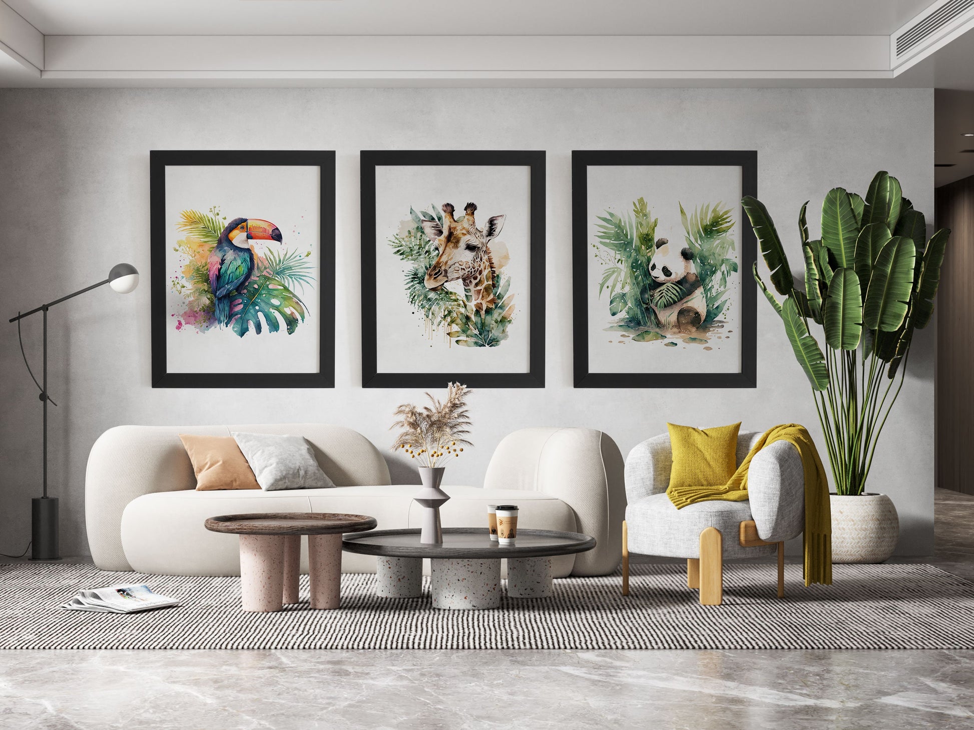 Affiche girafe aquarelle – Poster animalier safari – Décoration murale enfant & maison – Affiche savane imprimée – Cadeau original