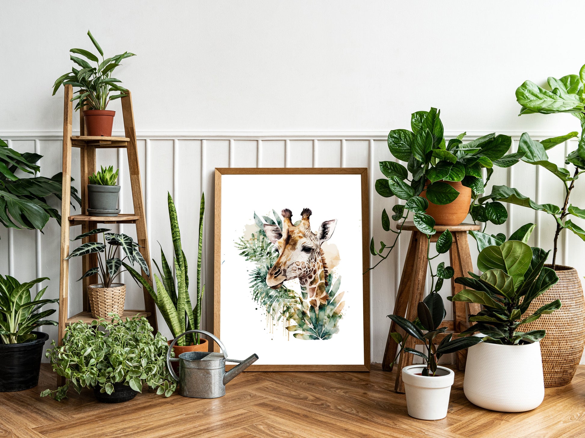 Affiche girafe aquarelle – Poster animalier safari – Décoration murale enfant & maison – Affiche savane imprimée – Cadeau original