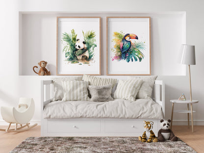 Affiche Panda style Aquarelle - Ajoutez une Touche de Magie de la Jungle à Votre Décoration