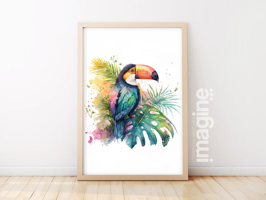 Affiche Toucan style Aquarelle - Ajoutez une Touche de Magie de la Jungle à Votre Décoration
