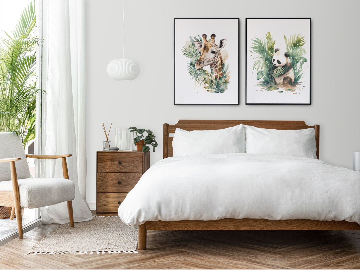 Affiche girafe aquarelle – Poster animalier safari – Décoration murale enfant & maison – Affiche savane imprimée – Cadeau original