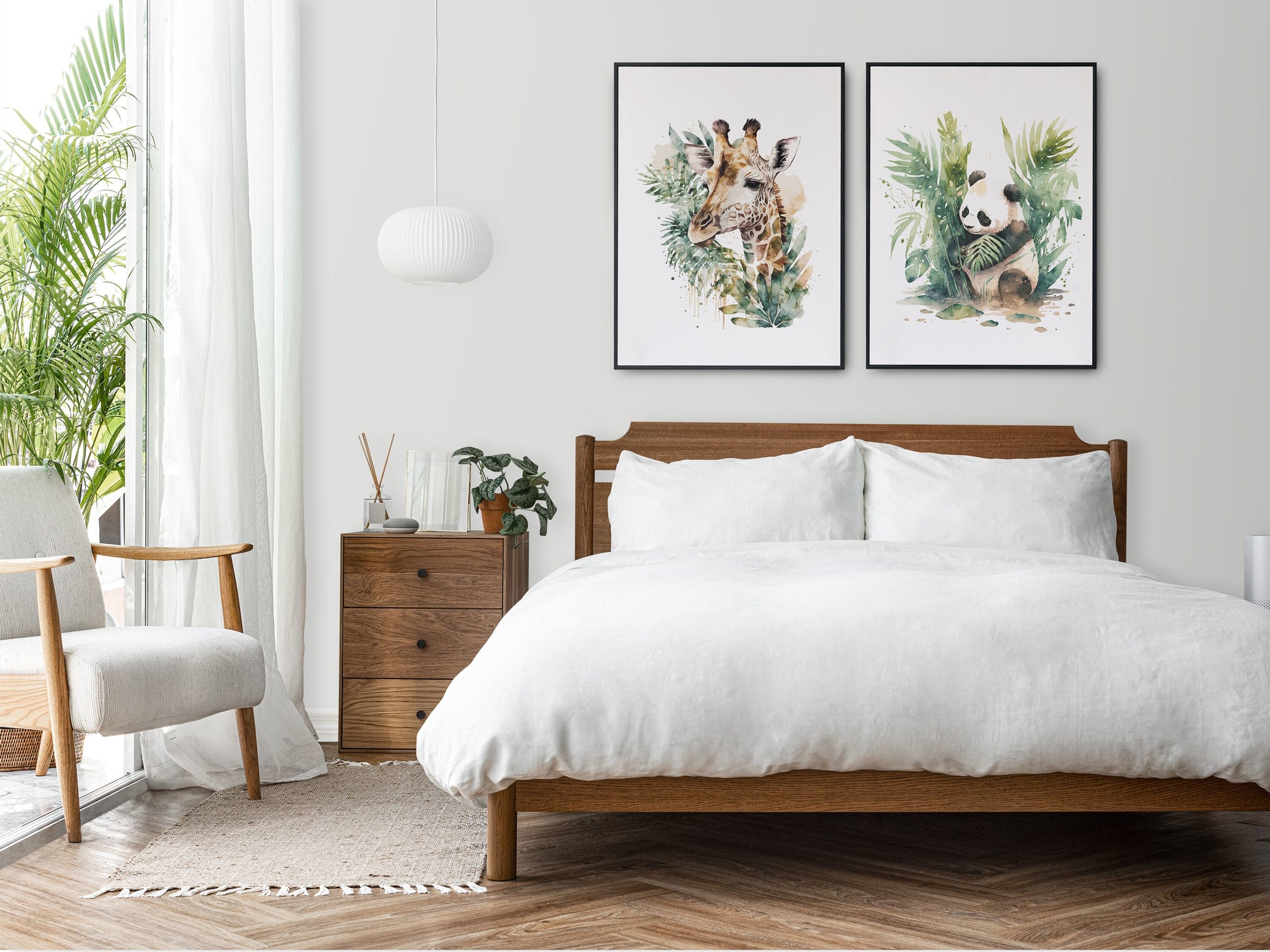 Affiche girafe aquarelle – Poster animalier safari – Décoration murale enfant & maison – Affiche savane imprimée – Cadeau original