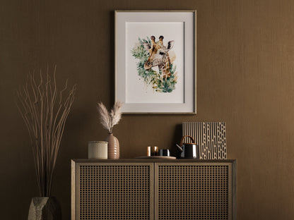 Affiche girafe aquarelle – Poster animalier safari – Décoration murale enfant & maison – Affiche savane imprimée – Cadeau original