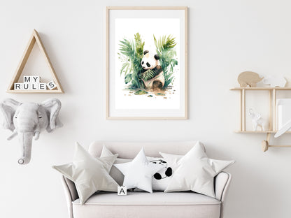 Affiche Panda style Aquarelle - Ajoutez une Touche de Magie de la Jungle à Votre Décoration