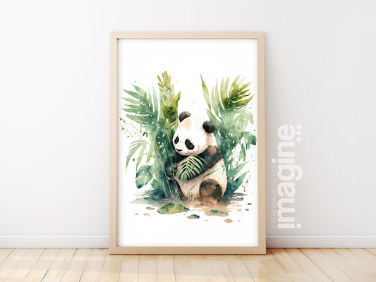 Affiche Panda style Aquarelle - Ajoutez une Touche de Magie de la Jungle à Votre Décoration