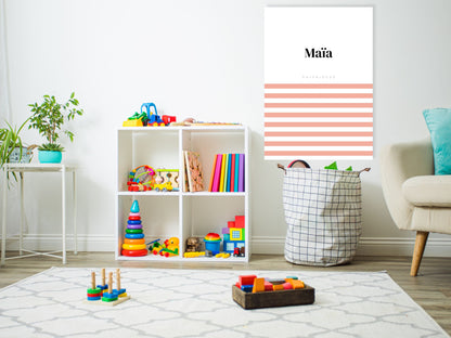 Affiche prénom Marinière rose ou bleu à personnaliser pour anniversaire, naissance, fête enfant