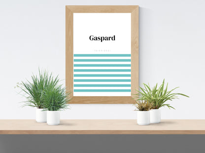 Affiche prénom Marinière rose ou bleu à personnaliser pour anniversaire, naissance, fête enfant