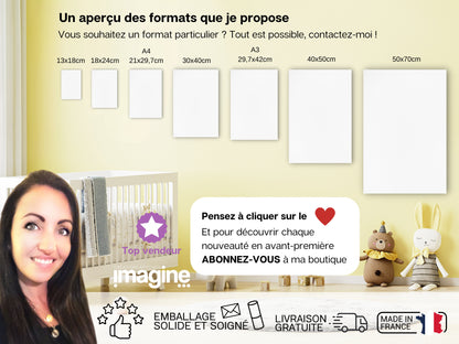 Affiche famille avec deux chats - cadeau idéal parents, couple