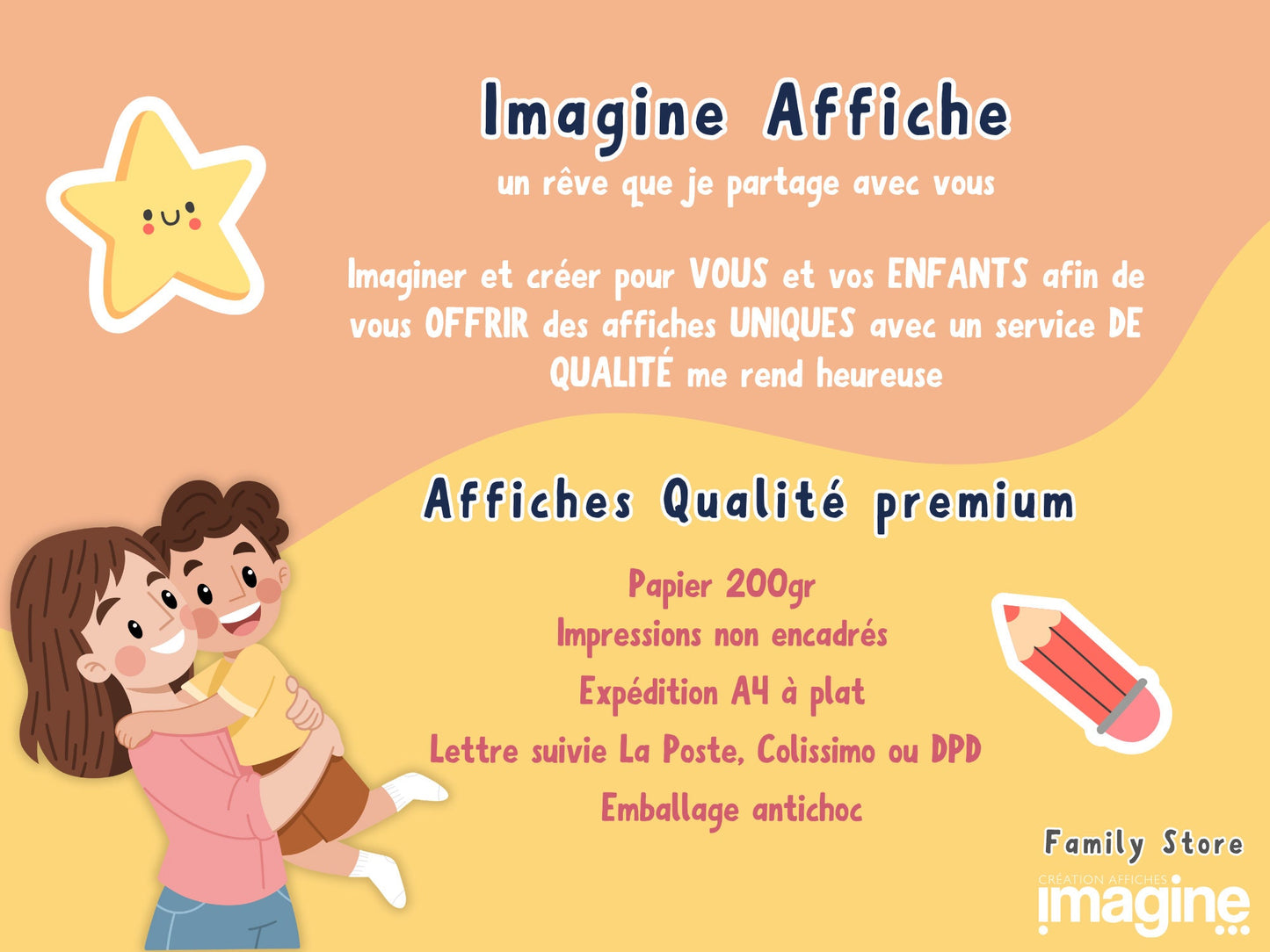 Affiche famille avec deux chats - cadeau idéal parents, couple