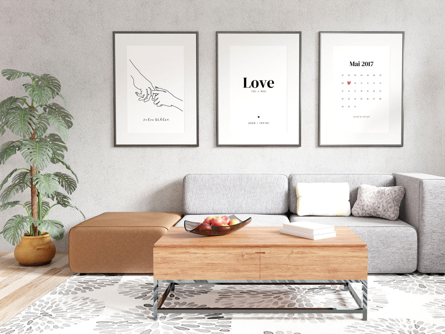 Affiche "Calendrier du mois de l'amour" - Joli calendrier de date de rencontre couple pour cadeau Saint-Valentin ou anniversaire