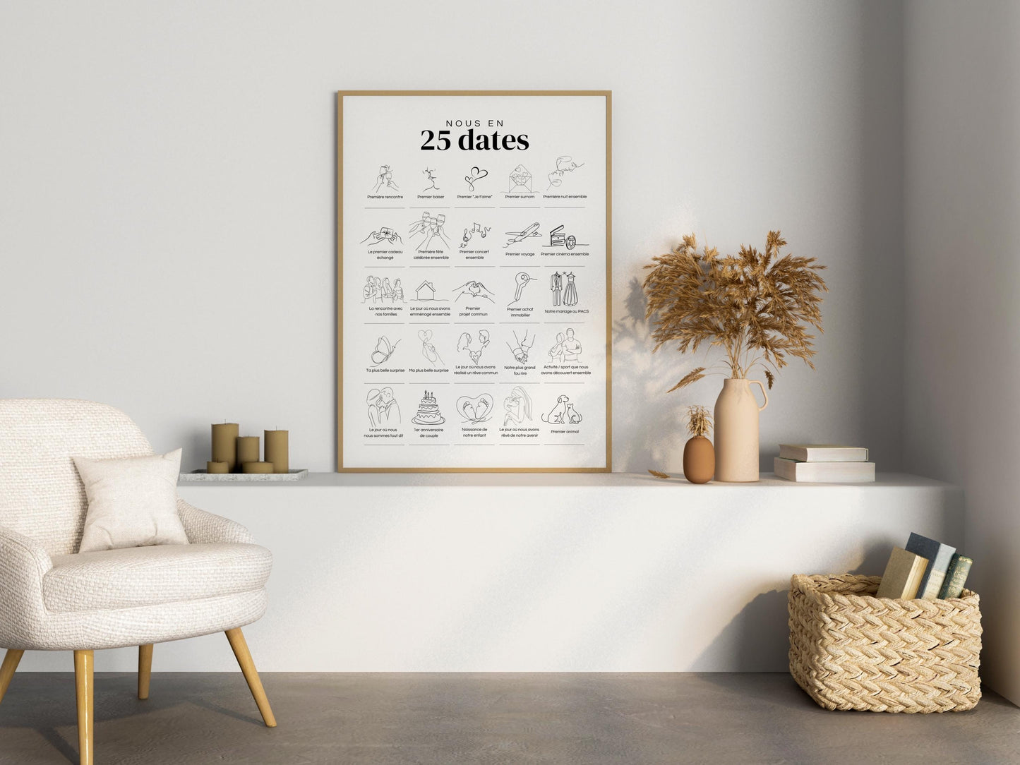 Affiche "Nous en 25 Dates" – Souvenirs uniques pour célébrer votre histoire d'amour