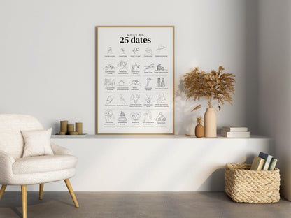 Affiche "Nous en 25 Dates" – Souvenirs uniques pour célébrer votre histoire d'amour
