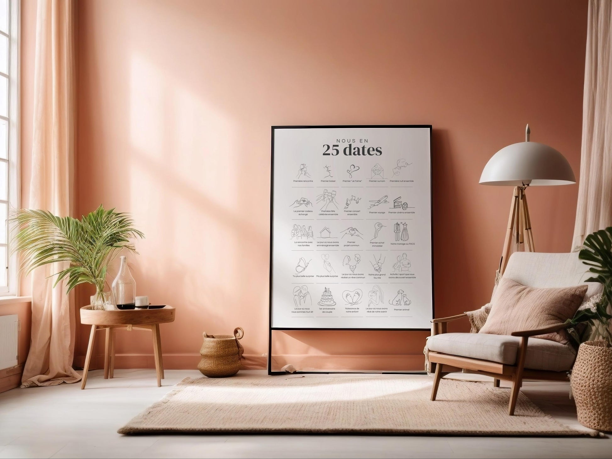 Affiche "Nous en 25 Dates" – Souvenirs uniques pour célébrer votre histoire d'amour
