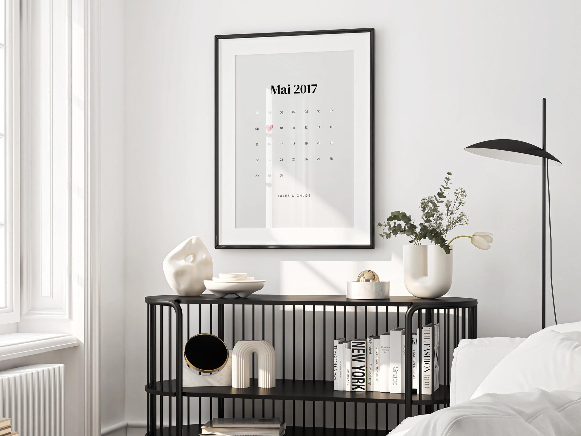 Affiche "Calendrier du mois de l'amour" - Joli calendrier de date de rencontre couple pour cadeau Saint-Valentin ou anniversaire