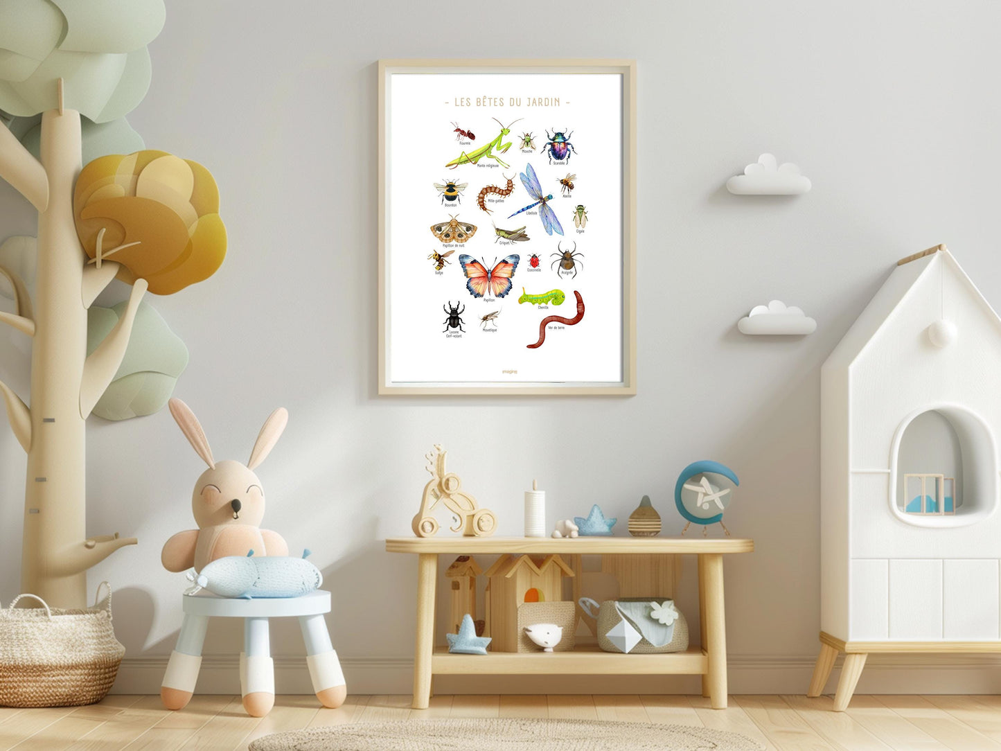 Garden Bugs & Insects Poster – Educational Decorative Wall Art – Kids Teen Room – French Illustration