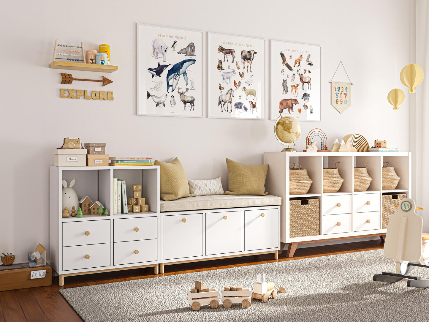 Polar Animals Poster – Whale, polar bear, penguin, seal – Educational Animal Poster – Decoration for Children & Teenagers