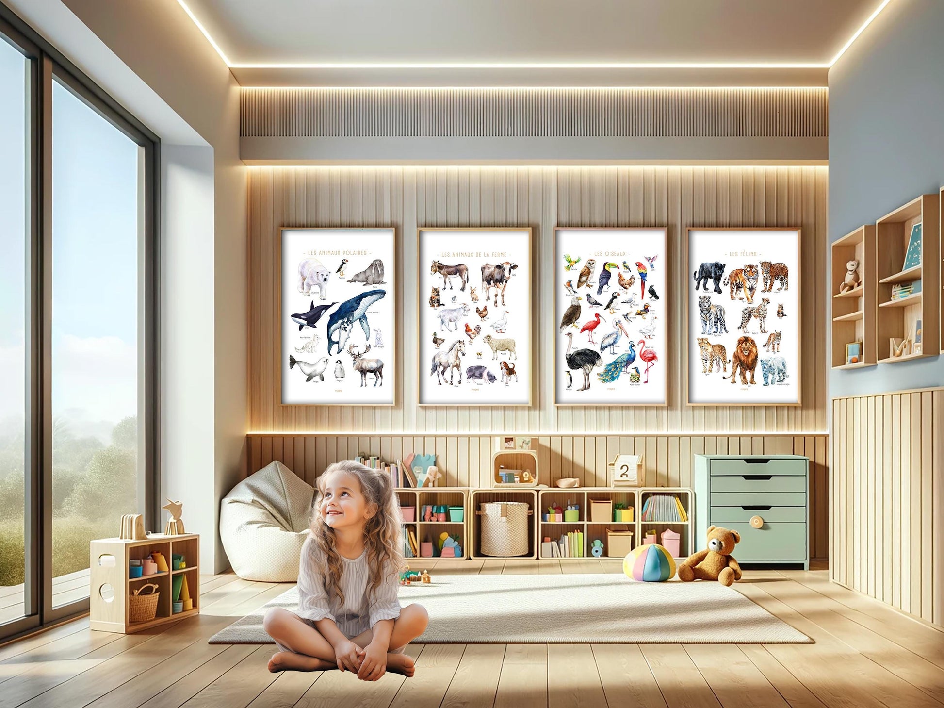 Polar Animals Poster – Whale, polar bear, penguin, seal – Educational Animal Poster – Decoration for Children & Teenagers