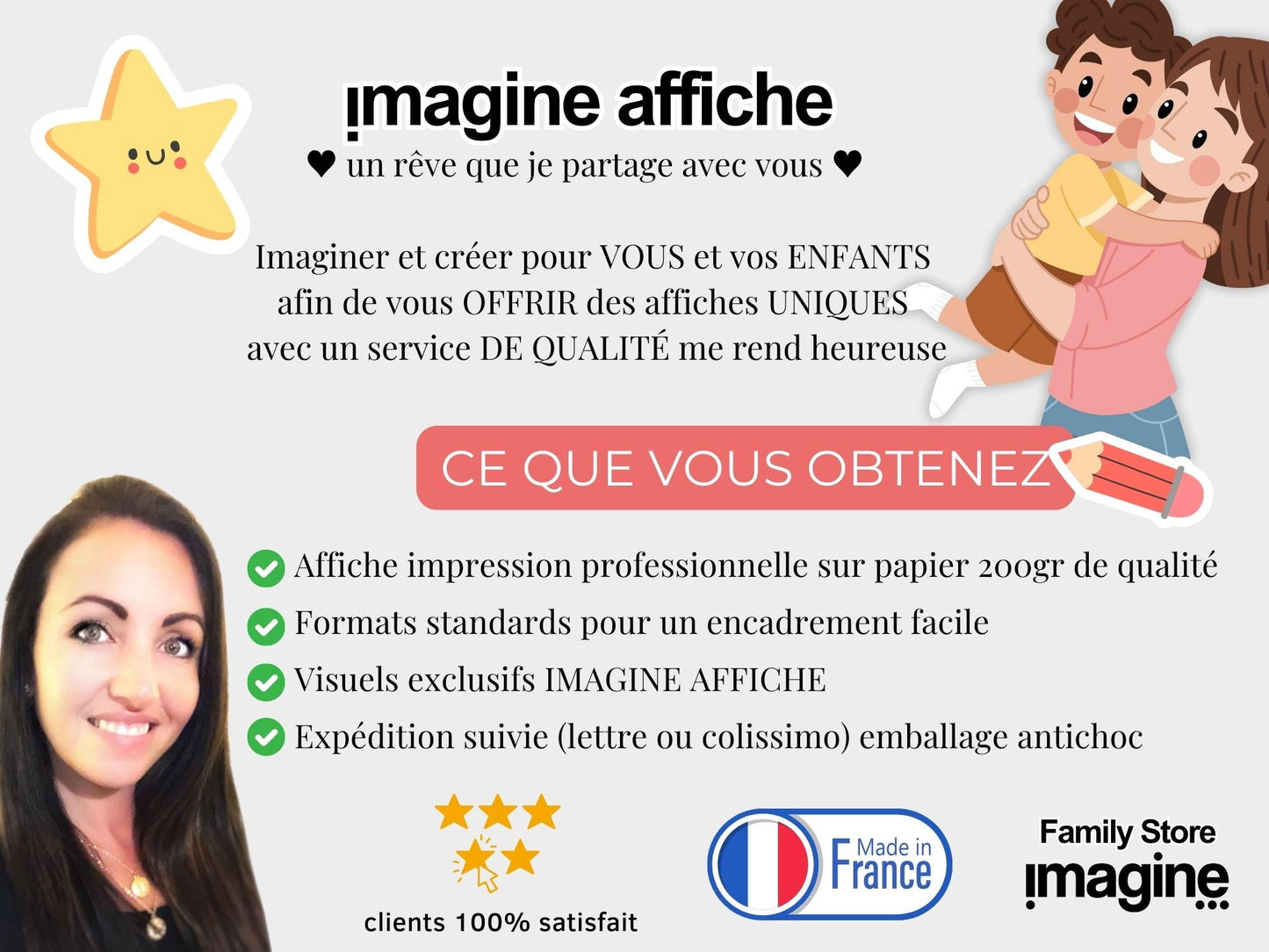 Affiche positive enfant “Tu es toi” | Poster motivationnel chambre bébé | Décoration murale éducative arc-en-ciel, baleine, fusée, nuages