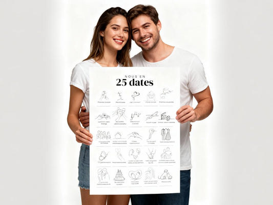 Affiche "Nous en 25 Dates" – Souvenirs uniques pour célébrer votre histoire d'amour