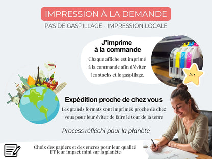 Affiche positive enfant “Tu es toi” | Poster motivationnel chambre bébé | Décoration murale éducative arc-en-ciel, baleine, fusée, nuages