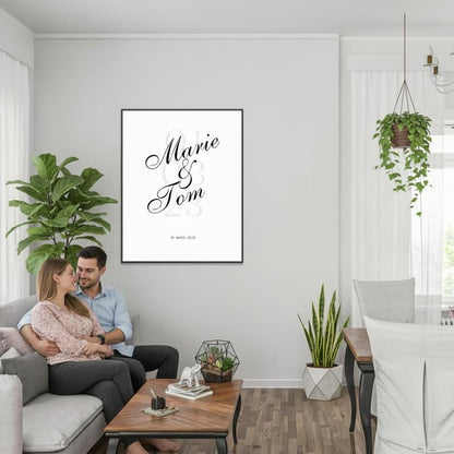 Affiche personnalisée “Notre Date” – Poster couple avec prénoms & date – Cadeau mariage, fiançailles, anniversaire, Saint-Valentin – Déco mu