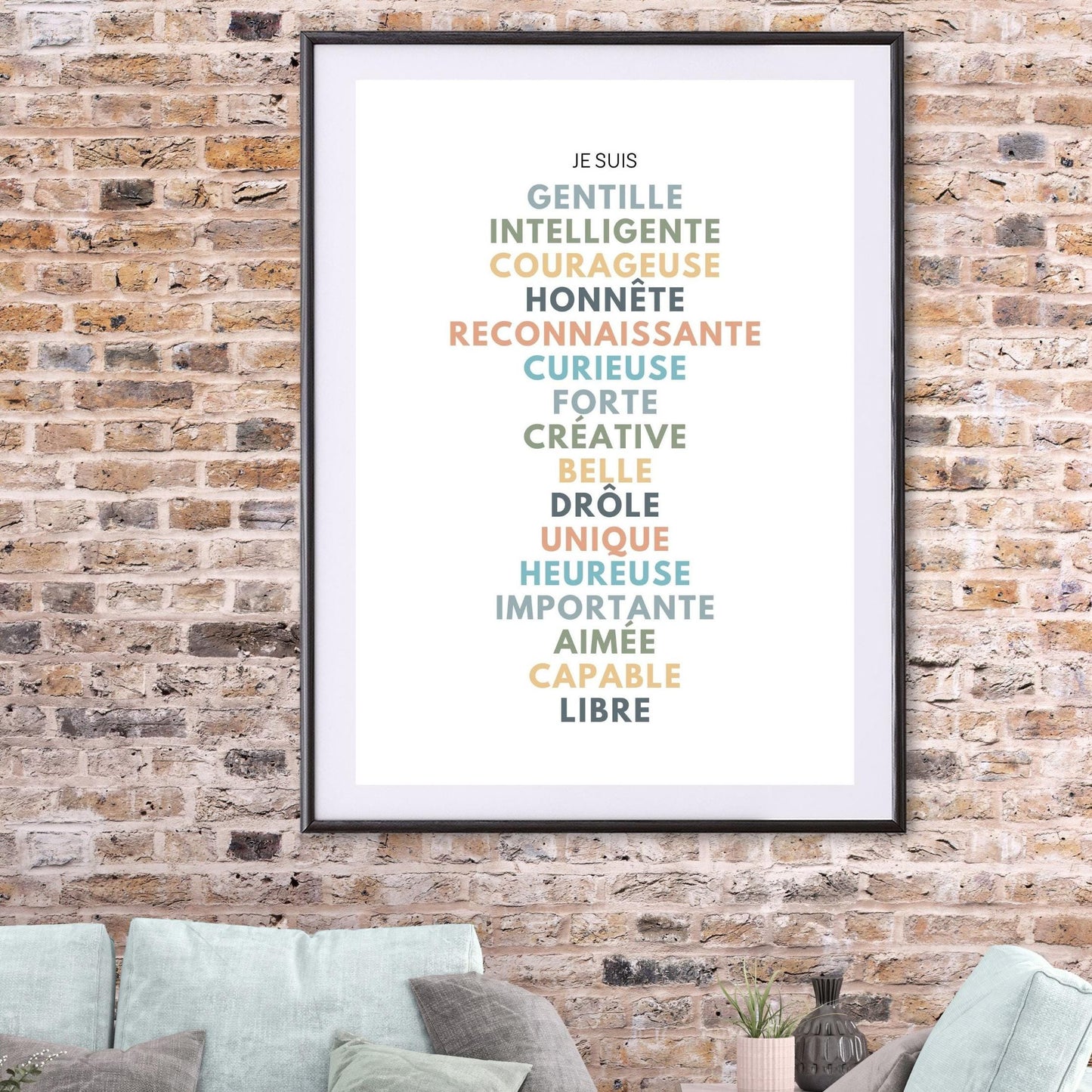 Affiche affirmations positives pour développer la confiance en soi enfant, femme, homme avec bienveillance et amour