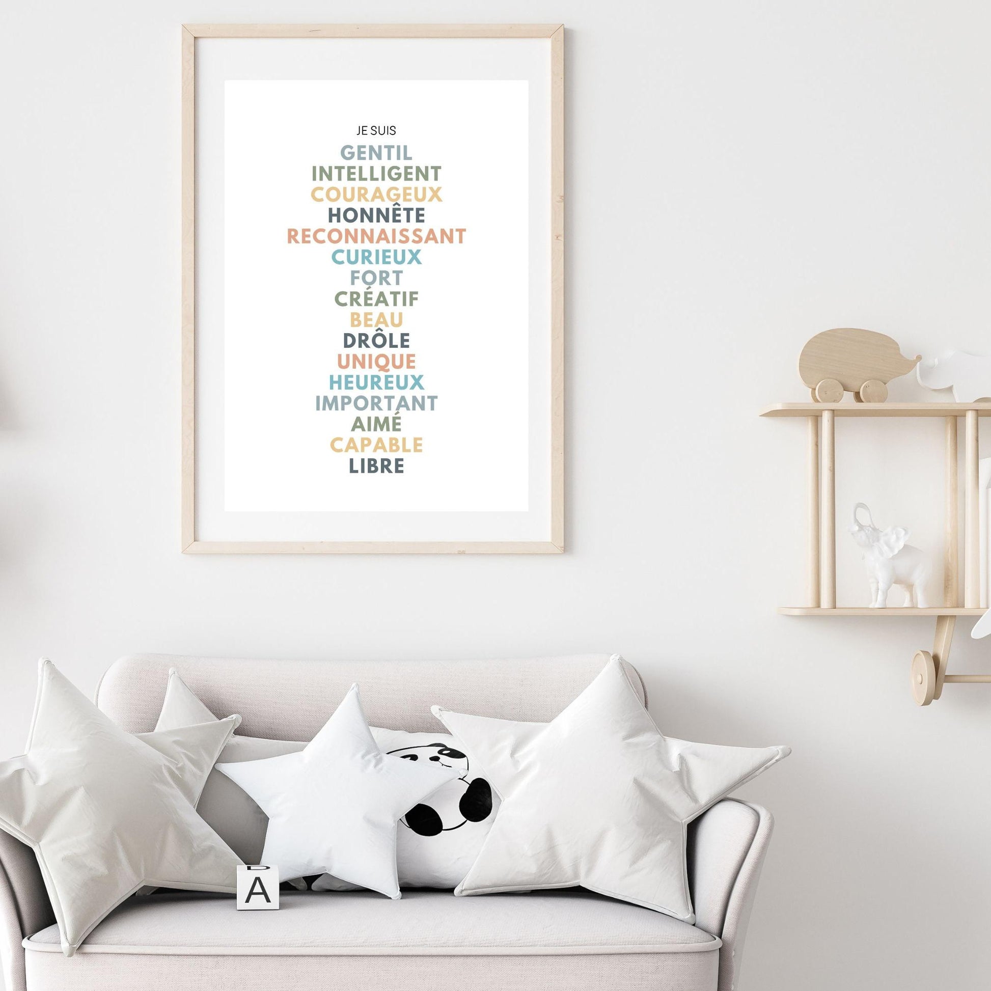 Affiche affirmations positives pour développer la confiance en soi enfant, femme, homme avec bienveillance et amour