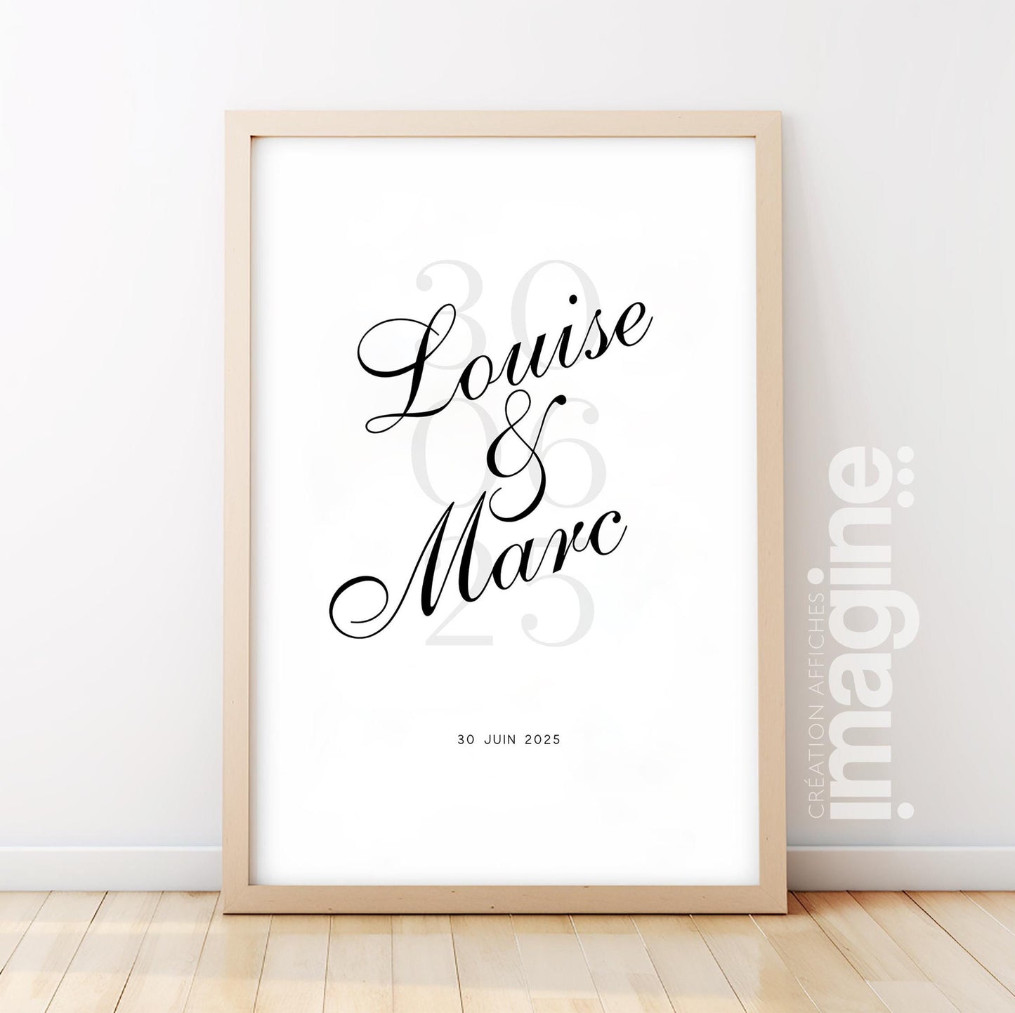 Affiche personnalisée “Notre Date” – Poster couple avec prénoms & date – Cadeau mariage, fiançailles, anniversaire, Saint-Valentin – Déco mu