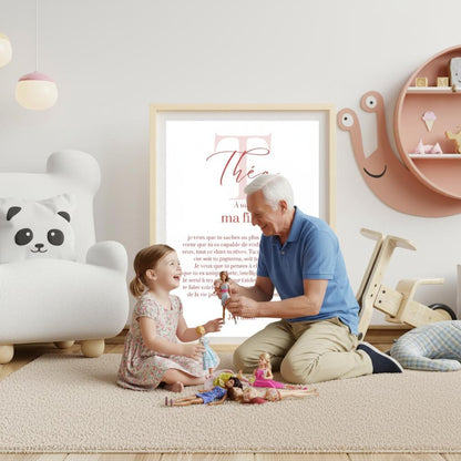 Affiche "lettre à mon enfant" "à ma fille" dire je t'aime avec ce poster motivation et affirmation positive