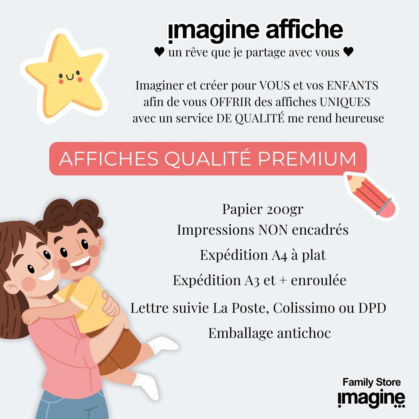 Affiche "lettre à mon enfant" "à ma fille" dire je t'aime avec ce poster motivation et affirmation positive