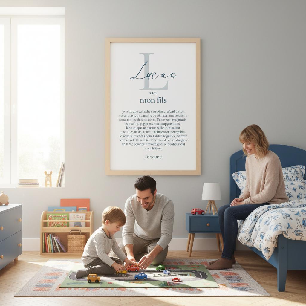 Affiche "lettre à mon enfant" "à mon fils" dire je t'aime avec ce poster motivation et affirmation positive