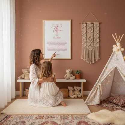 Affiche "lettre à mon enfant" "à ma fille" dire je t'aime avec ce poster motivation et affirmation positive