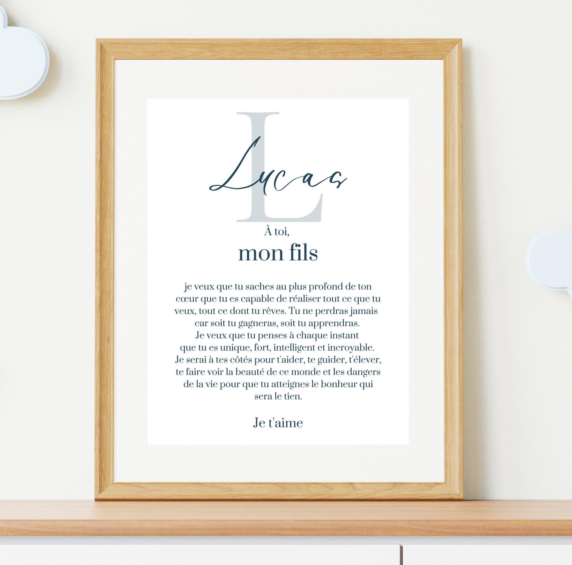 Affiche "lettre à mon enfant" "à mon fils" dire je t'aime avec ce poster motivation et affirmation positive